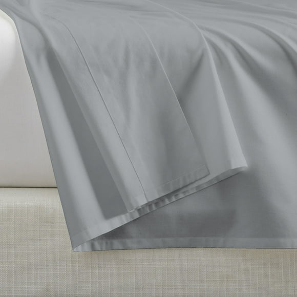 100% Cotton Percale Single Flat Bedsheet Cool & Crisp King Light Gray by Color Sense