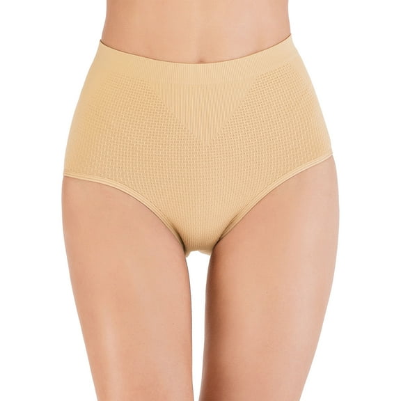 SAYFUT Women's High-Rise Modern Cotton Stretch Waist Training Brief Panties Lift Butt Support Brief Body Shaper Black/Beige