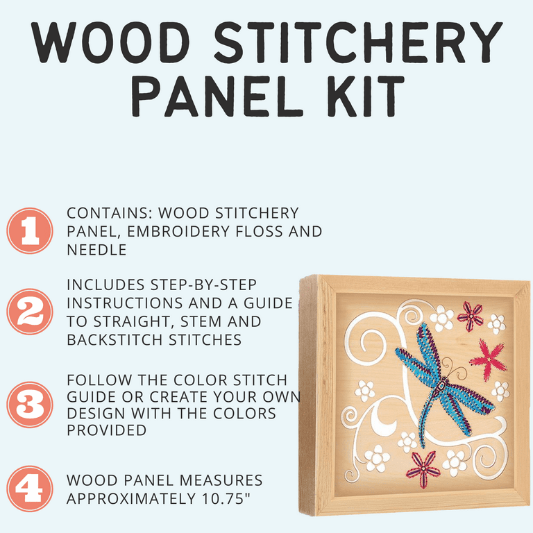 Wood Stitched String Art Kit with Dragonfly panel - adult or kids craft -  craft kits for teens 