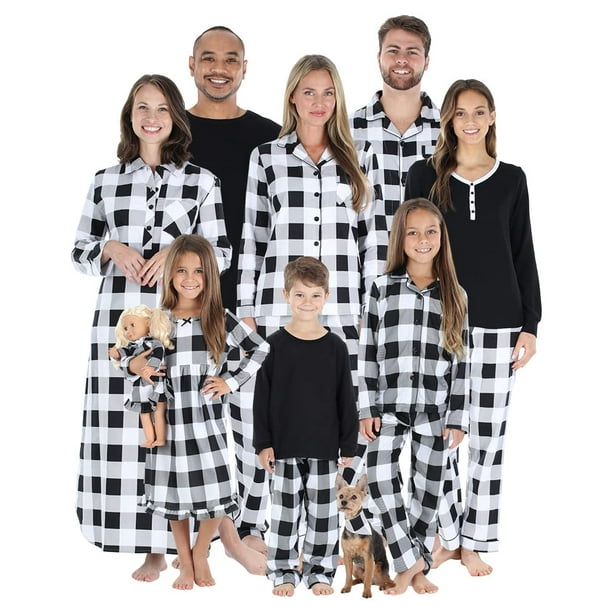 SleepytimePJs christmas Family Matching Black & White Plaid