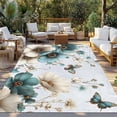 thumbnail image 2 of Teal Tulip Butterfly Outdoor Rug for Patio/Deck/Porch, Non-Slip Large Area Rug 4 x 6 Ft, Beige Turquoise Floral Blue Coastal Indoor Outdoor Rugs Washable Area Rugs, Camping Rug Carpet Runner, 2 of 8