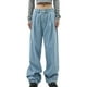 thumbnail image 1 of Gibobby Pantalones mezclilla mujer Jeans lavados de pierna ancha para adelgazar de cintura media para mujer(Azul claro,CH), 1 of 5