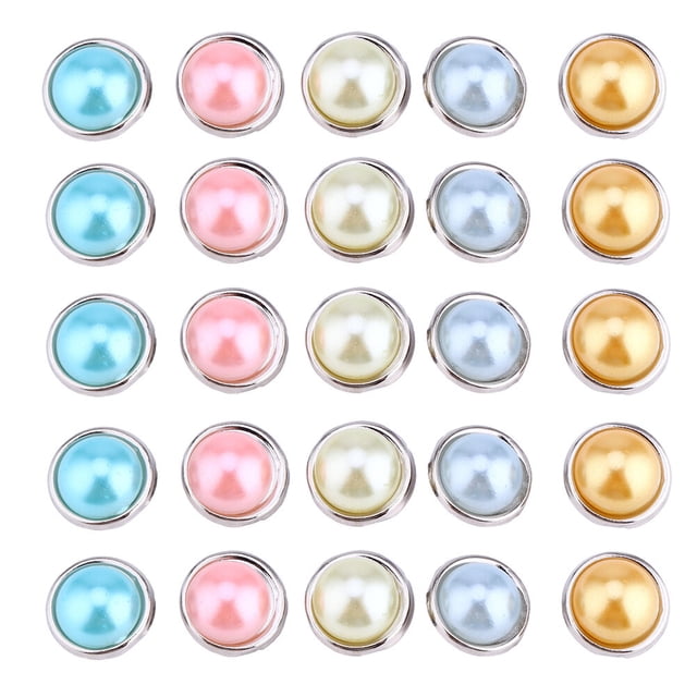 100Pcs Decorative Mini Brads Round Paper Fasteners Pearl Design Brads Random Color