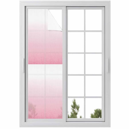 Window Privacy Film Pink Ombre Stained Glass Window Film Decorative Sun Block Window Cover Aesthetics Contemporary Luxury Abstract Art Window Clings Static Adhesive Sticker for Bathroom 23.6 x78.7