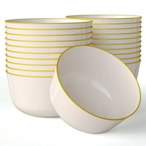 Crown Display 40 Premium Disposable Classic Ivory Design Plastic Bowls - 24 oz.