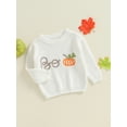 thumbnail image 3 of Toddler Baby Boy Girl Halloween Sweater Long Sleeve Letters Pumpkin Knit Pullover Sweatershirt Fall Winter Clothes, 3 of 8