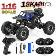 4WD Top Speed 18 Km/h Electric Toy Off Road ,1:16 Scale Remote Control Car,2.4GHz RC Monster Vehicle Truck Crawler with One Upgraded Rechargeable Battery for Kids and Adult, High Speed All Terrain Car