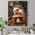 thumbnail image 4 of Qisvanset 12x16 Inch Framed Canvas Wall Art Cute Hedgehog On Mushroom Cottagecore Whimsical Woodland Wall Decor, 4 of 8