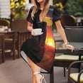 thumbnail image 3 of Easygdp Sunset Western Cowgirl para Vestido Transpirable de Mujer, Vestido Suelto de Manga Corta con Pliegues y Bolsillos para el Verano, 3 of 6