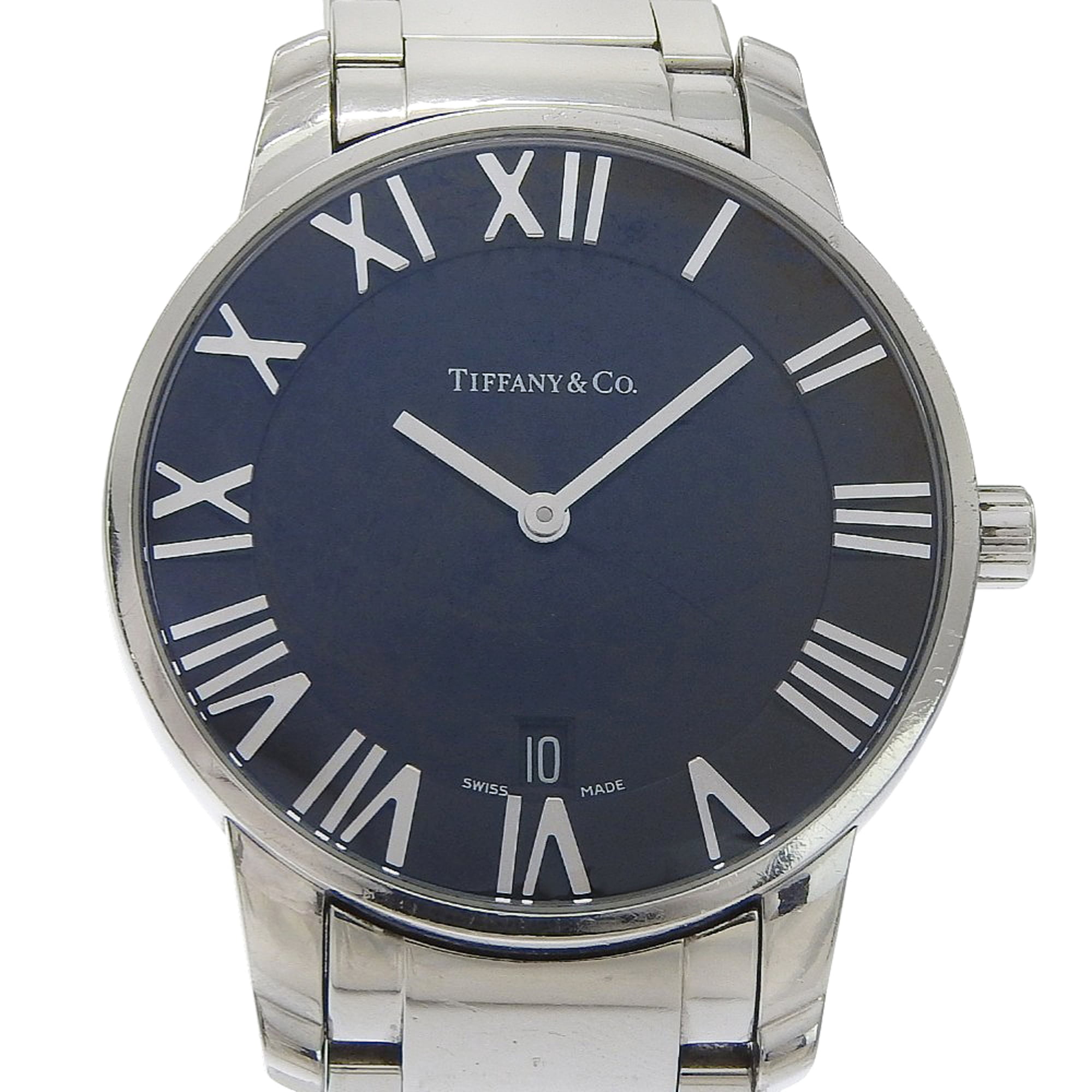 Tiffany & Co with Atlas Dome Quartz Date Silver Dial Watch Tiffany Atlas 37mm Diamond Watch | Metals in Time main image 2