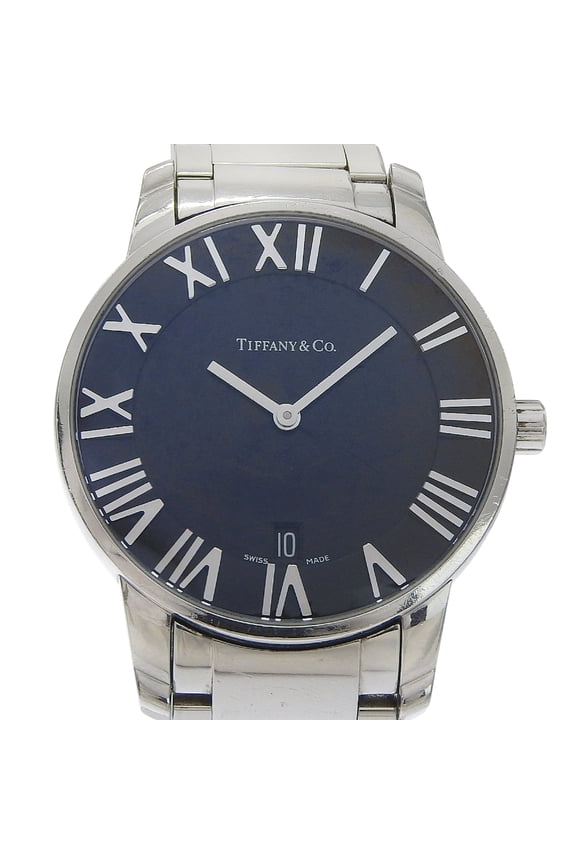 Pre-Owned Tiffany & Co. Atlas Dome Watch Z1800.11.10A00A Stainless Steel Quartz Analog Black...