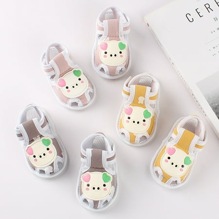 

Windfall Baby Boy Girl Summer Infant Squeaky Sandals Premium Rubber Sole Closed-Toe Non-Slip Shoes Toddler First Walkers Cartoon Pig Pattern Soft Sole Toddler Prewalker Sandals Shoes