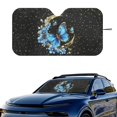 thumbnail image 2 of HUIACONG Blue Butterfly Blocks Heat & Sun Car Windshield Sun Shade for Large Vehicles Most Model Vehicles UV Reflective Foldable Automotive Sunshade, 2 of 7