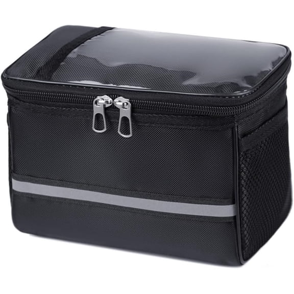 Meilimei Bike Basket for Handlebars, Front Frame Bag with Touchscreen Phone Window, Water-Resistant Bicycle Pouch for Phone, Wallet, Keys - Cycling Accessories for Commuting（black）