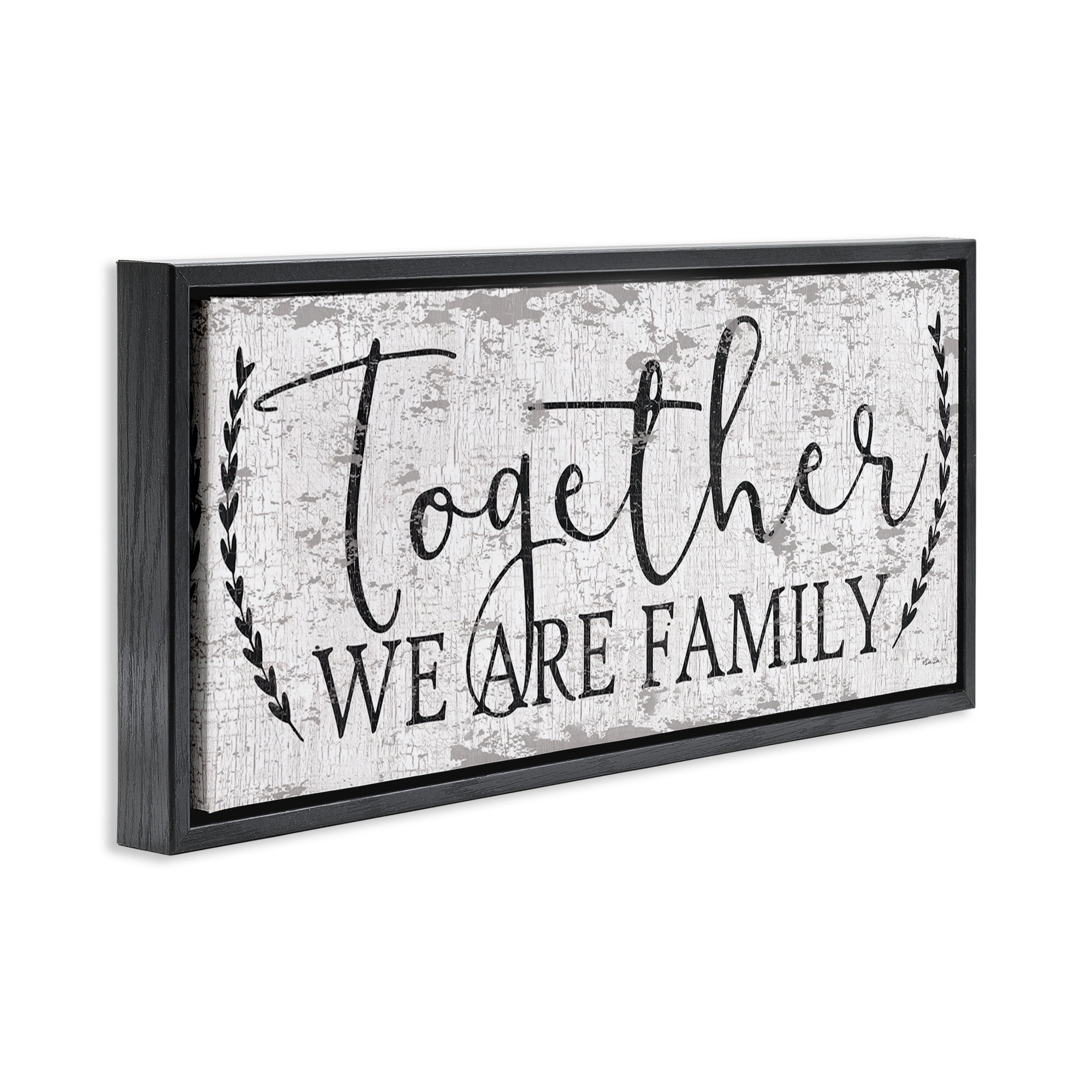 Stupell Industries Country Distressed Family Quote Typography Painting Black Floater Framed Canvas Art Print Wall Art, 25 x 11