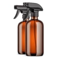 thumbnail image 1 of Botellas de vidrio ámbar con pulverizador para soluciones de limpieza (paquete de 5), pulverizador recargable de 500ml para aceites esenciales, agua, cocina y cabello, duradero, 1 of 5
