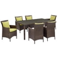 thumbnail image 3 of Modway Conduit 7 Piece Outdoor Patio Wicker Rattan Dining Set in Brown Peridot, 3 of 7