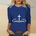 thumbnail image 2 of Nnhblu Blue Dressy Blouses for Women Faith Cross Print Easter Day Tops Funny Tshirts, 2 of 4