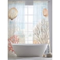 thumbnail image 5 of Retro Ocean Sheer Curtains 96 Inch Long 2 Panels, Beach Coral Shell Sand Coastal Conch Light Filtering Rod Pocket Curtains, Sheer Voile Drapes for Living Room Bedroom, 52"x96", 5 of 8
