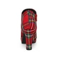 thumbnail image 2 of BLISSFUL STEP Women's Round Toe Block Heels Ankle Heel Boots Red Plaid 9, 2 of 7