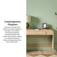 thumbnail image 5 of Walker Edison Modern Curved Waterfall Desk with Drawers, Coastal Oak, 5 of 20