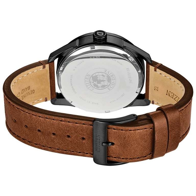 citizen men's dress eco-drive black-brown leather strap watch 44mm bu2013-08e Mac Duggal Women's Sleeveless Mesh And Suede A Line Mini Dress - Brown - Size 2 main image 0