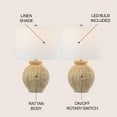 thumbnail image 4 of JONATHAN Y Nora 22" Rustic Coastal Rattan Globe LED Table Lamps, Brown (Set of 2), JYL4050A-SET2, 4 of 7