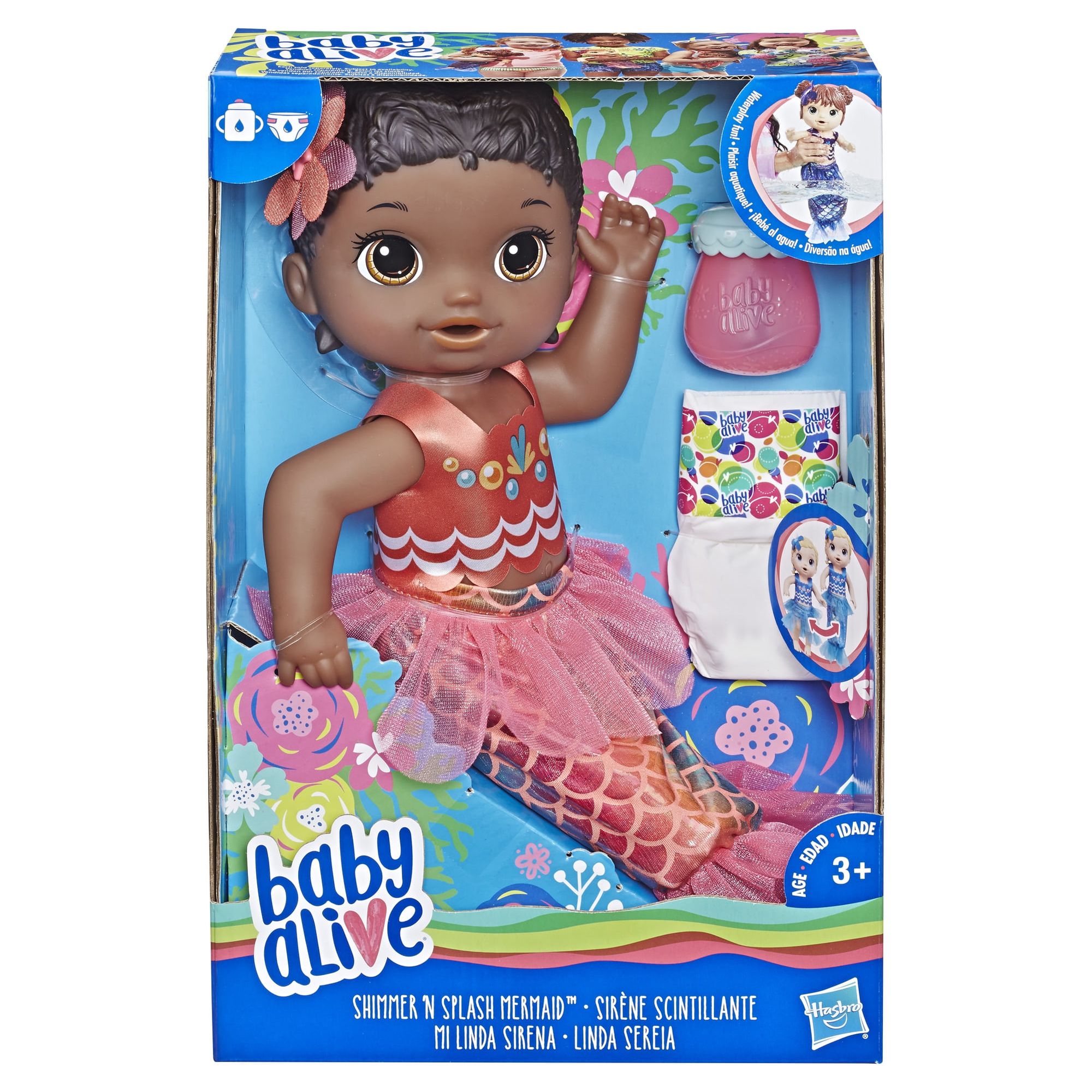 Baby Alive: Shimmer 'n Splash Mermaid 14-Inch Doll Black Hair, Brown Eyes Kids Toy for Boys and Girls - image 3 of 14