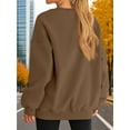 thumbnail image 6 of Women Oversized Sweatshirts Hoodie Fleece Crew Neck Long Sleeve Sweaters Comfy Fall Fashion Outfits Brown M, 6 of 7