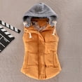 thumbnail image 5 of Women Autumn Winter Warm Down Vest Zip Button Pocket Removable Hooded Waistcoat, 5 of 8
