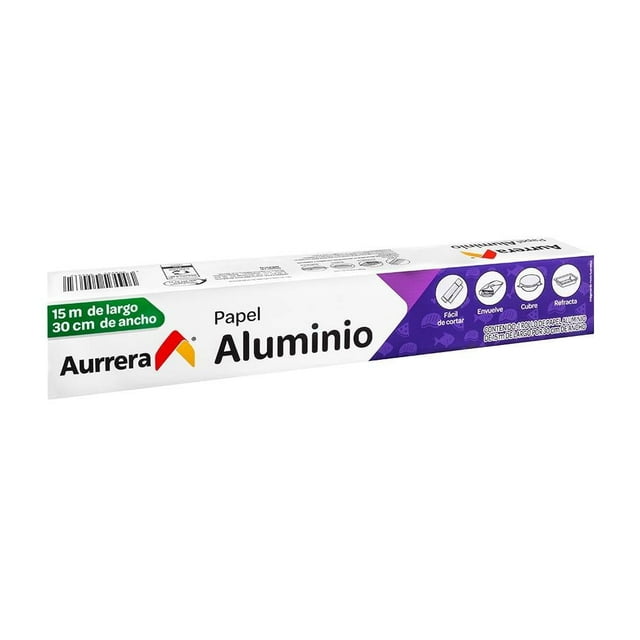 Papel Aluminio Aurrera rollo de 15m x 30cm