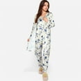 thumbnail image 6 of Lounge Women's Floral Print 3-Piece Pajama Set with Long Cardigan and Elastic Waist Pants - X Large, Light Beige, 6 of 7