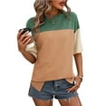 thumbnail image 2 of Womens Plus Size Tunic Tops Crewneck Short Sleeve Color Block Pullover Shirts (1X-5X),, 2 of 4