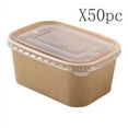 thumbnail image 2 of 50pcs Kraft Paper Disposable Lunch Boxes with Lid, Take-out Fast Food Packaging for Home and Catering, 2 of 6