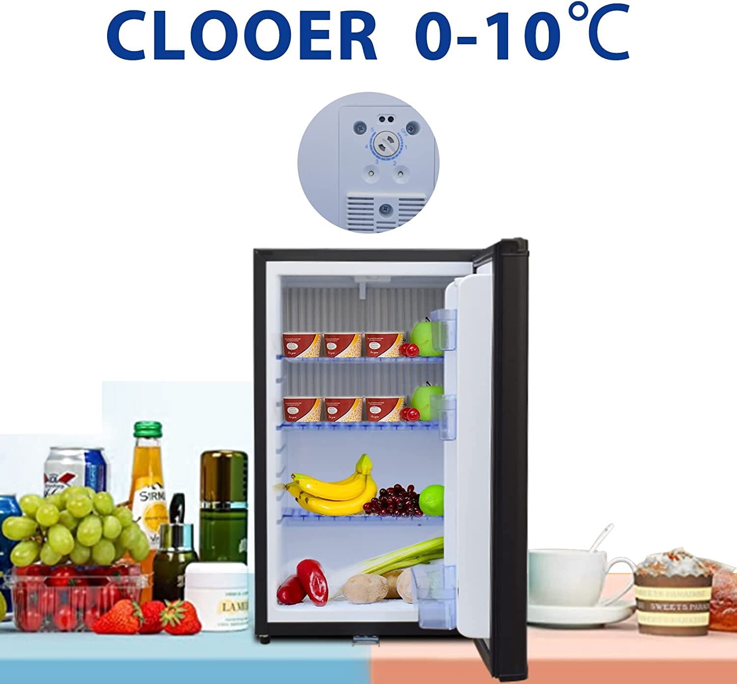 SMAD 12V RV Refrigerator Truck Mini Fridge AC / DC Compact Silent 1.7 Cu ft Lock