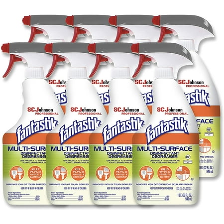 SC Johnson Professional Fantastik Multi-Surface Disinfectant Degreaser, 32 Ounce, 8 Count