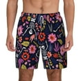thumbnail image 2 of Goofa Dancing Skeletons Floral Garden Printed Men's Swim Trunks Board Shorts Quick Dry Mens Swimming Trunks with Compression Liner,Breathable Fit Hawaii Beach Shorts-X-Large, 2 of 9
