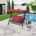 thumbnail image 3 of 3-Seat Outdoor Patio Swing Chair with Adjustable Canopy & Reclining Backrest – Heavy Duty Metal Frame – Thick Removable Cushions – Weather-Resistant – For Backyard, Garden, Porch, Poolside, 3 of 8