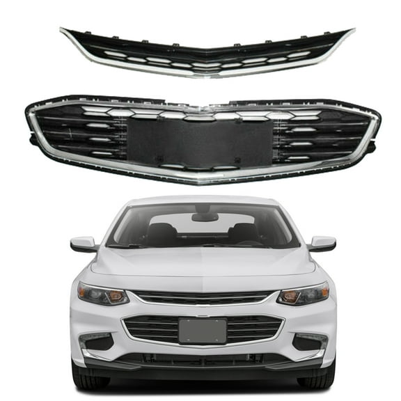 munirater Front Bumper Upper and Lower Honeycomb Mesh Grille Replacement for 2016-2018 Chevy Malibu