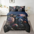 thumbnail image 2 of 3D Planets Bedding Set Queen Size,Outer Space Comforter Set,Solar System Galaxy (Comforter+Fitted+Flat Sheet+2 Pillowcases+2 Throw Pillow Covers) 7 Pieces Universe Starry Sky Bed Set, 2 of 5
