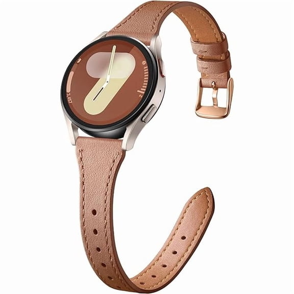Slim Leather Band Compatible with Galaxy Watch 7 Band/6 5 4 FE 40mm 44mm/5 pro 45mm/Classic/Galaxy Active 2, 20mm Genuine Leather Strap with Quick Release Buckle for Samsung Watch Bands Women