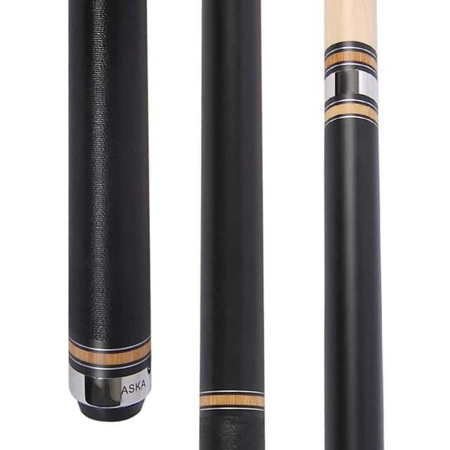 ASKA PC1 Matte Black Pool Cue 58" – Bamboo Ring Accents, 12.75mm Shaft, Quick Release Joint