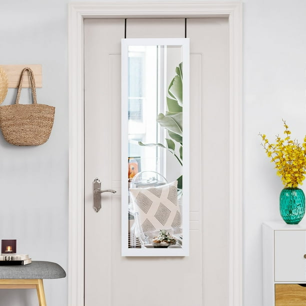 Naomi Home Full Length Over The Door Mirror Wall Mounted Large Color White Size 48 X 14 Com Door Mirror Wall Mounted Large, Large Door Size Mirror
