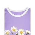 thumbnail image 4 of Xuanfei Women Daisy Graphic Print Crew Neck Short Sleeve Contrast Color T-Shirt, 4 of 7
