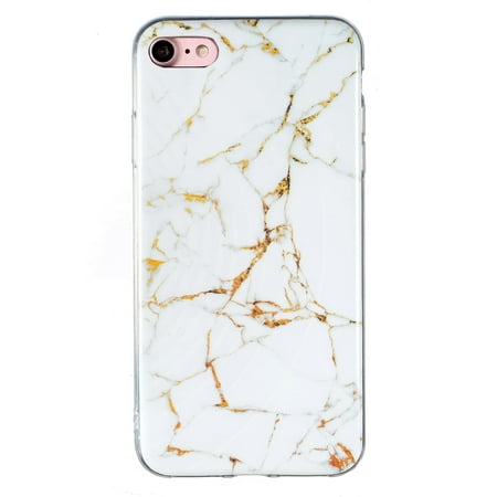 Dteck Phone Case Compatible with iPhone SE 2022, iPhone SE 2020, iPhone 8, iPhone 7,Marble Pattern IMD Shockproof Silicone Soft Flexible TPU Slim Lightweight Protective Cover,White Marble