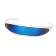 thumbnail image 7 of 2X Futuristic Narrow Lens Visor Eyewear Sunglasses White Frame Blue Mirrored, 7 of 7