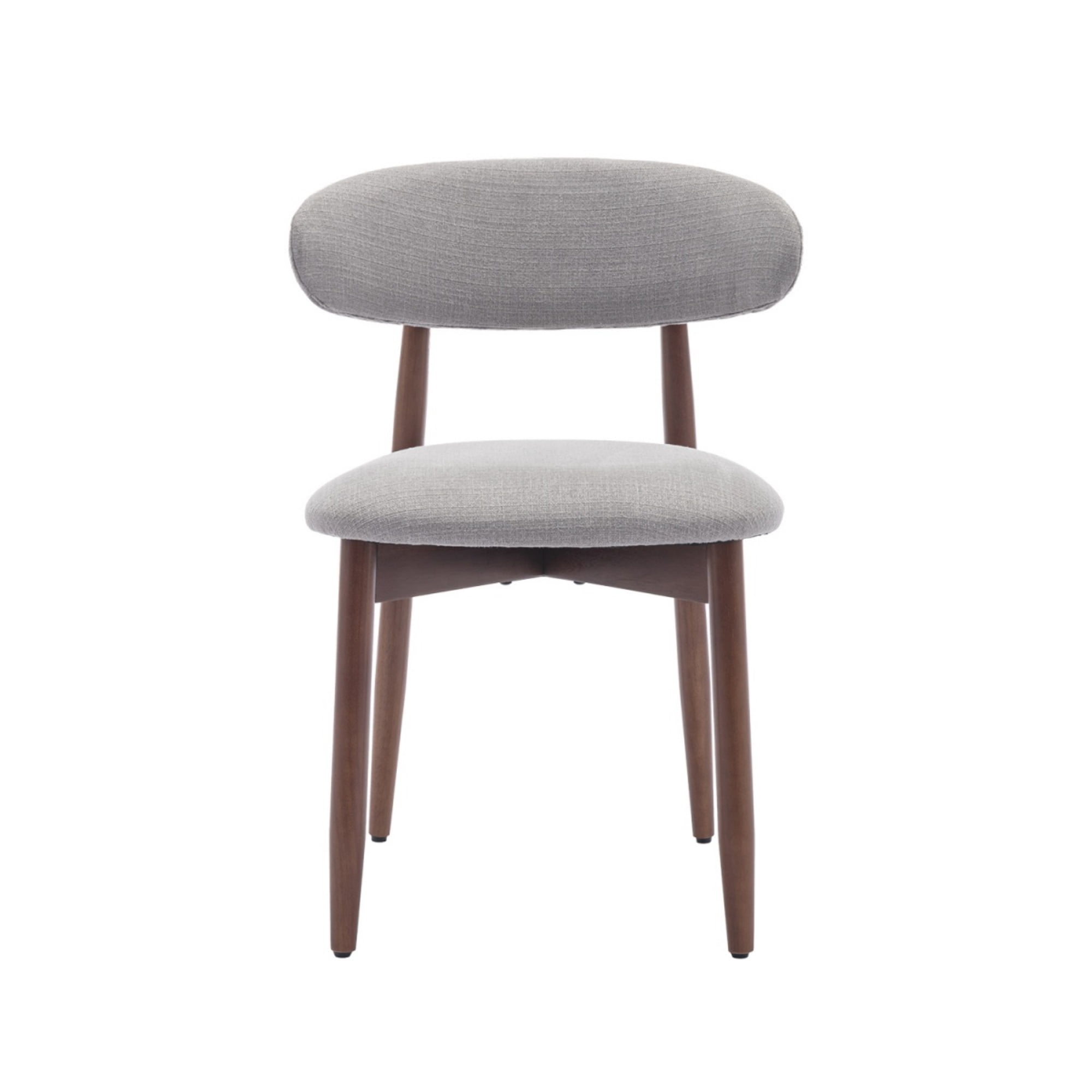 EOP Wooden Dining Chairs Set of 6, Farmhouse Kitchen Side Chairs with Foot Pegs, Mid-Century Modern Fabric Upholstered Dining Room Chairs for Kitchen, Dining Room, Light Gray
