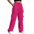 thumbnail image 2 of Womens Cargo Sweatpants Baggy Fleece High Waisted Joggers Sweat Pants Athletic Pants Red S, 2 of 8