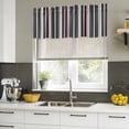 thumbnail image 4 of Black Blue Pink Striped Curtain Valances for Windows, Kitchen Valance Window Treatments Panel 2 Pack, Farmhouse Modern Stripes Art Rod Pocket Short Curtains for Bathroom Bedroom 42 x 12 Inch, 4 of 8