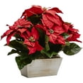 thumbnail image 2 of Nearly Natural Red Poinsettia with White Wash Planter Artificial Arrangement, 2 of 4